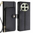 For Tecno Camon 30 Zipper Bag Leather Phone Case(Black) - 1