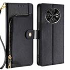 For Tecno Spark 30C 4G Zipper Bag Leather Phone Case(Black) - 1