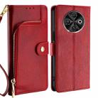 For Tecno Spark 30C 4G Zipper Bag Leather Phone Case(Red) - 1