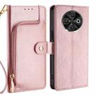 For Tecno Spark 30C 4G Zipper Bag Leather Phone Case(Rose Gold) - 1