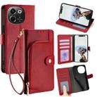For Tecno Pova 6 Neo 5G Zipper Bag Leather Phone Case(Red) - 1