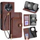 For Tecno Spark 30 4G Zipper Bag Leather Phone Case(Brown) - 1