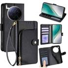 For Tecno Camon 40 Premier 5G Zipper Bag Leather Phone Case(Black) - 1