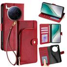 For Tecno Camon 40 Premier 5G Zipper Bag Leather Phone Case(Red) - 1