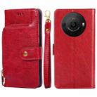 For Sharp Aquos R8 Pro SH-51D Zipper Bag Leather Phone Case(Red) - 1