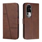 For OPPO Reno10 Pro+ Stitching Calf Texture Buckle Leather Phone Case(Brown) - 1