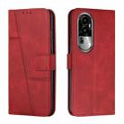 For OPPO Reno10 Pro+ Stitching Calf Texture Buckle Leather Phone Case(Red) - 1