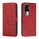 For OPPO Reno10 Pro Stitching Calf Texture Buckle Leather Phone Case(Red) - 1