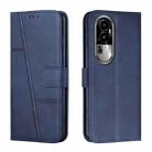 For OPPO Reno10 Pro Stitching Calf Texture Buckle Leather Phone Case(Blue) - 1