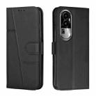 For OPPO Reno10 Stitching Calf Texture Buckle Leather Phone Case(Black) - 1