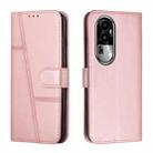 For OPPO Reno10 Stitching Calf Texture Buckle Leather Phone Case(Rose Gold) - 1