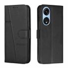 For OPPO A1 5G/A98/F23 5G Stitching Calf Texture Buckle Leather Phone Case(Black) - 1