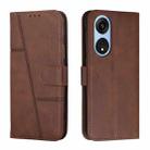 For OPPO A1 5G/A98/F23 5G Stitching Calf Texture Buckle Leather Phone Case(Brown) - 1