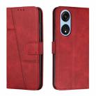 For OPPO A1 5G/A98/F23 5G Stitching Calf Texture Buckle Leather Phone Case(Red) - 1