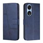 For OPPO A1 5G/A98/F23 5G Stitching Calf Texture Buckle Leather Phone Case(Blue) - 1