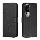 For OPPO Reno10 5G Global/Reno10 Pro 5G Global Stitching Calf Texture Buckle Leather Phone Case(Black) - 1