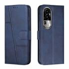 For OPPO Reno10 5G Global/Reno10 Pro 5G Global Stitching Calf Texture Buckle Leather Phone Case(Blue) - 1