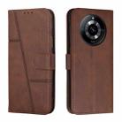 For Realme 11 Stitching Calf Texture Buckle Leather Phone Case(Brown) - 1