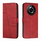 For Realme 11 Stitching Calf Texture Buckle Leather Phone Case(Red) - 1