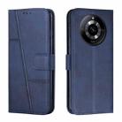 For Realme 11 Pro/11 Pro+ Stitching Calf Texture Buckle Leather Phone Case(Blue) - 1