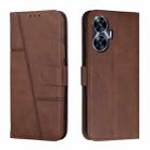 For Realme C55 Stitching Calf Texture Buckle Leather Phone Case(Brown) - 1