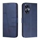 For Realme C55 Stitching Calf Texture Buckle Leather Phone Case(Blue) - 1