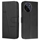 For Realme 11 4G Stitching Calf Texture Buckle Leather Phone Case(Black) - 1