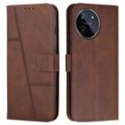 For Realme 11 4G Stitching Calf Texture Buckle Leather Phone Case(Brown) - 1