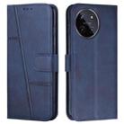 For Realme 11 4G Stitching Calf Texture Buckle Leather Phone Case(Blue) - 1