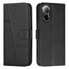 For Realme C67 4G Global Stitching Calf Texture Buckle Leather Phone Case(Black) - 1