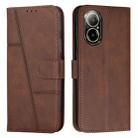 For Realme C67 4G Global Stitching Calf Texture Buckle Leather Phone Case(Brown) - 1