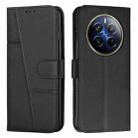 For Realme 12 Pro+ Stitching Calf Texture Buckle Leather Phone Case(Black) - 1