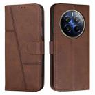 For Realme 12 Pro+ Stitching Calf Texture Buckle Leather Phone Case(Brown) - 1