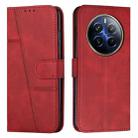 For Realme 12 Pro+ Stitching Calf Texture Buckle Leather Phone Case(Red) - 1