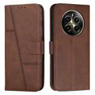 For Realme 12+ Stitching Calf Texture Buckle Leather Phone Case(Brown) - 1