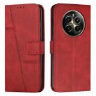 For Realme 12+ Stitching Calf Texture Buckle Leather Phone Case(Red) - 1