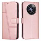 For Realme 12 Stitching Calf Texture Buckle Leather Phone Case(Rose Gold) - 1