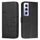 For Realme C65 4G Stitching Calf Texture Buckle Leather Phone Case(Black) - 1