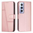 For Realme C65 4G Stitching Calf Texture Buckle Leather Phone Case(Rose Gold) - 1