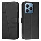 For Realme C63 Stitching Calf Texture Buckle Leather Phone Case(Black) - 1