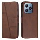 For Realme C63 Stitching Calf Texture Buckle Leather Phone Case(Brown) - 1