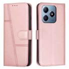 For Realme C63 Stitching Calf Texture Buckle Leather Phone Case(Rose Gold) - 1