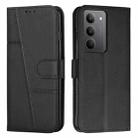 For Realme C75 / V60 Pro Stitching Calf Texture Buckle Leather Phone Case(Black) - 1