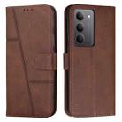 For Realme C75 / V60 Pro Stitching Calf Texture Buckle Leather Phone Case(Brown) - 1