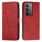 For Realme C75 / V60 Pro Stitching Calf Texture Buckle Leather Phone Case(Red) - 1