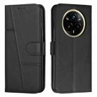 For Realme 14 Pro+ Stitching Calf Texture Buckle Leather Phone Case(Black) - 1