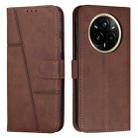 For Realme 14 Pro+ Stitching Calf Texture Buckle Leather Phone Case(Brown) - 1
