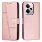 For Realme 14 / P3 5G / 14T 5G Stitching Calf Texture Buckle Leather Phone Case(Rose Gold) - 1