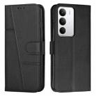 For Realme C71 4G Stitching Calf Texture Buckle Leather Phone Case(Black) - 1