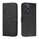 For Xiaomi Redmi Note 12 Turbo/Poco F5 Stitching Calf Texture Buckle Leather Phone Case(Black) - 1